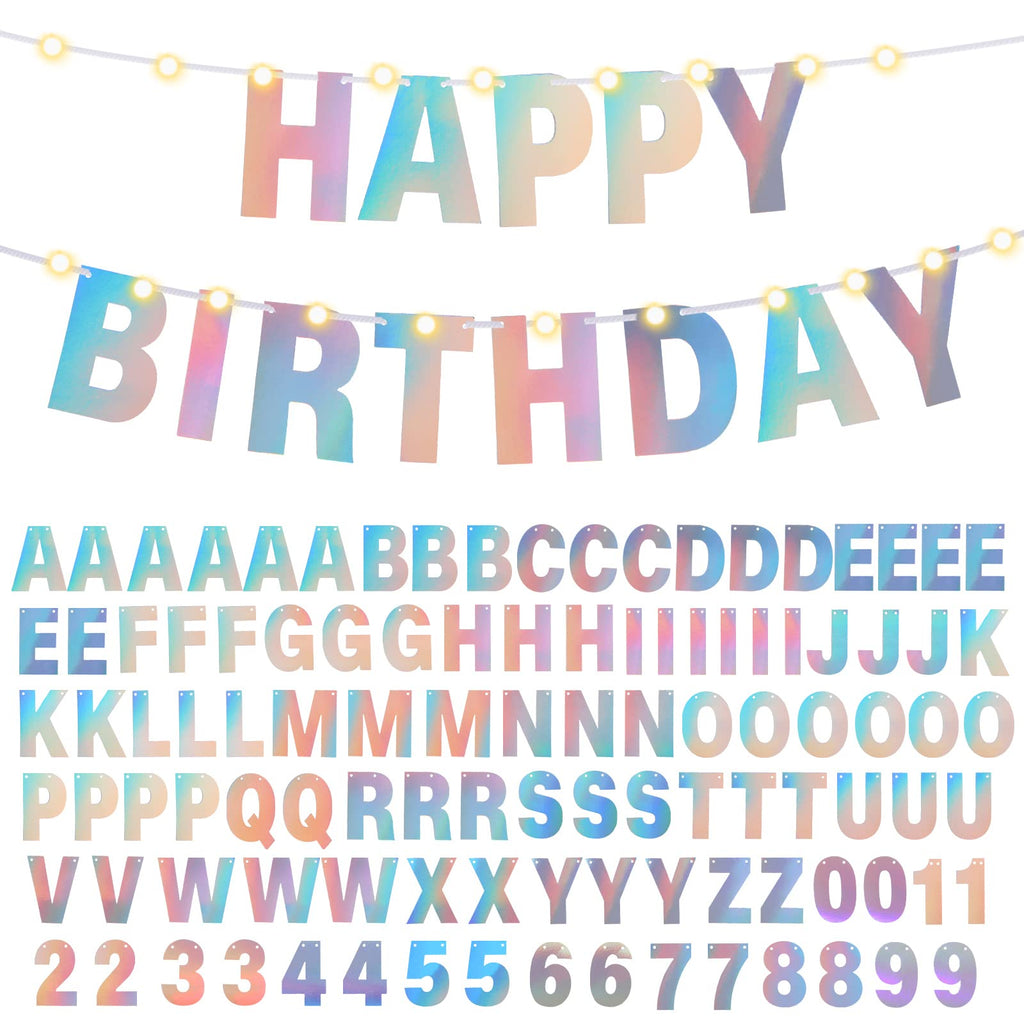 TaoBary 112-Piece Glitter DIY Banner Letter Kit - Holographic Customizable Party Decor