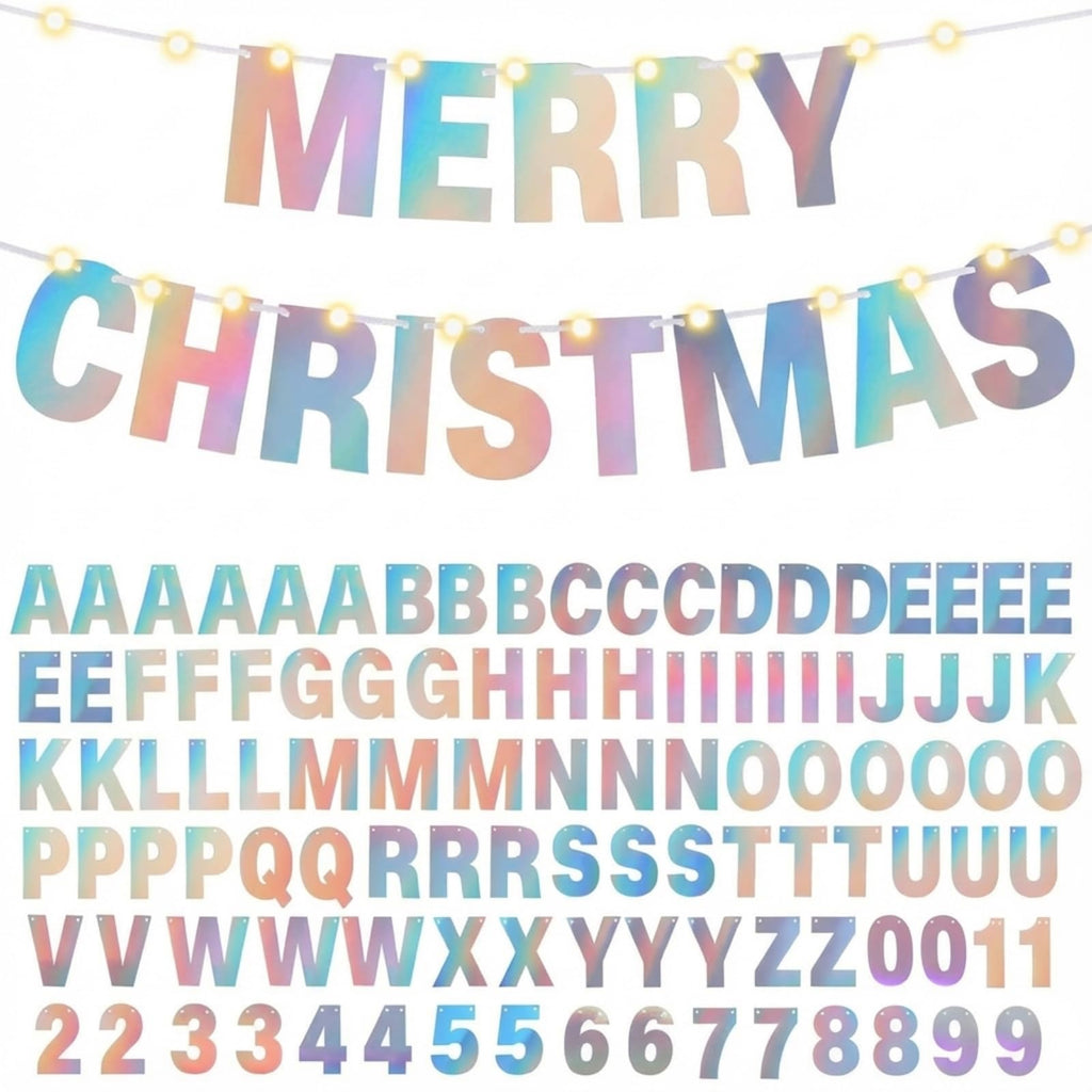 TaoBary 112-Piece Glitter DIY Banner Letter Kit - Holographic Customizable Party Decor