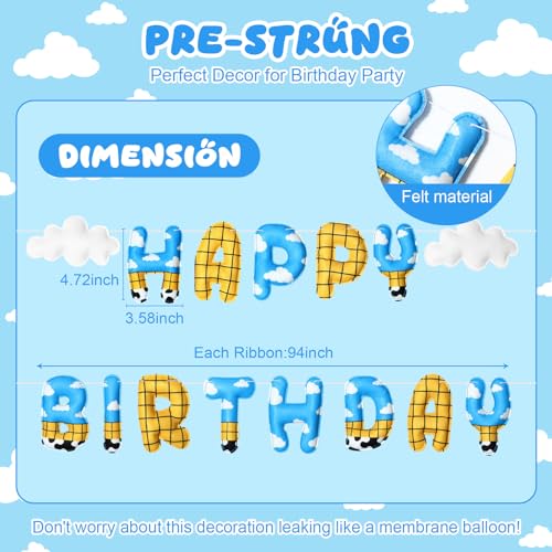 TaoBary 2 Pcs Felt Cartoon Birthday Banner – Reusable 3D Pre-Strung Hanging Bunting for Kids