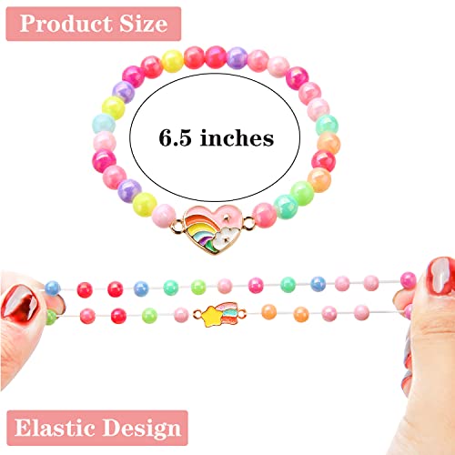 TAOMOCO 20-Pack Rainbow Unicorn Bracelets for Girls - Stretchy Beaded Friendship Bracelet Set Party Favors
