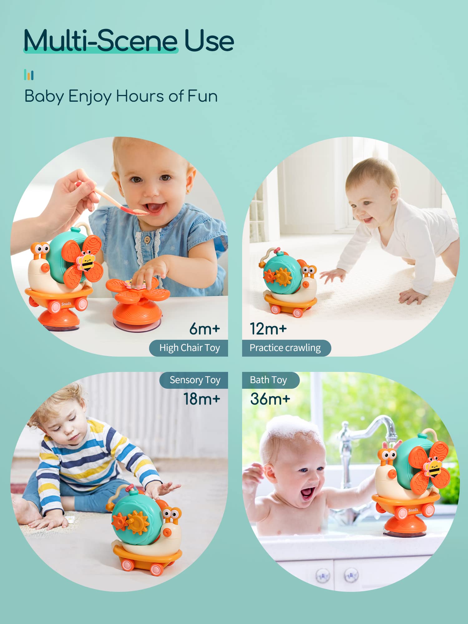 taotaotoys 5-in-1 High Chair Toy with Suction Cup Spinner – Montessori Baby Toy for Fine Motor Skills, Ages 6 Months to 3 Years