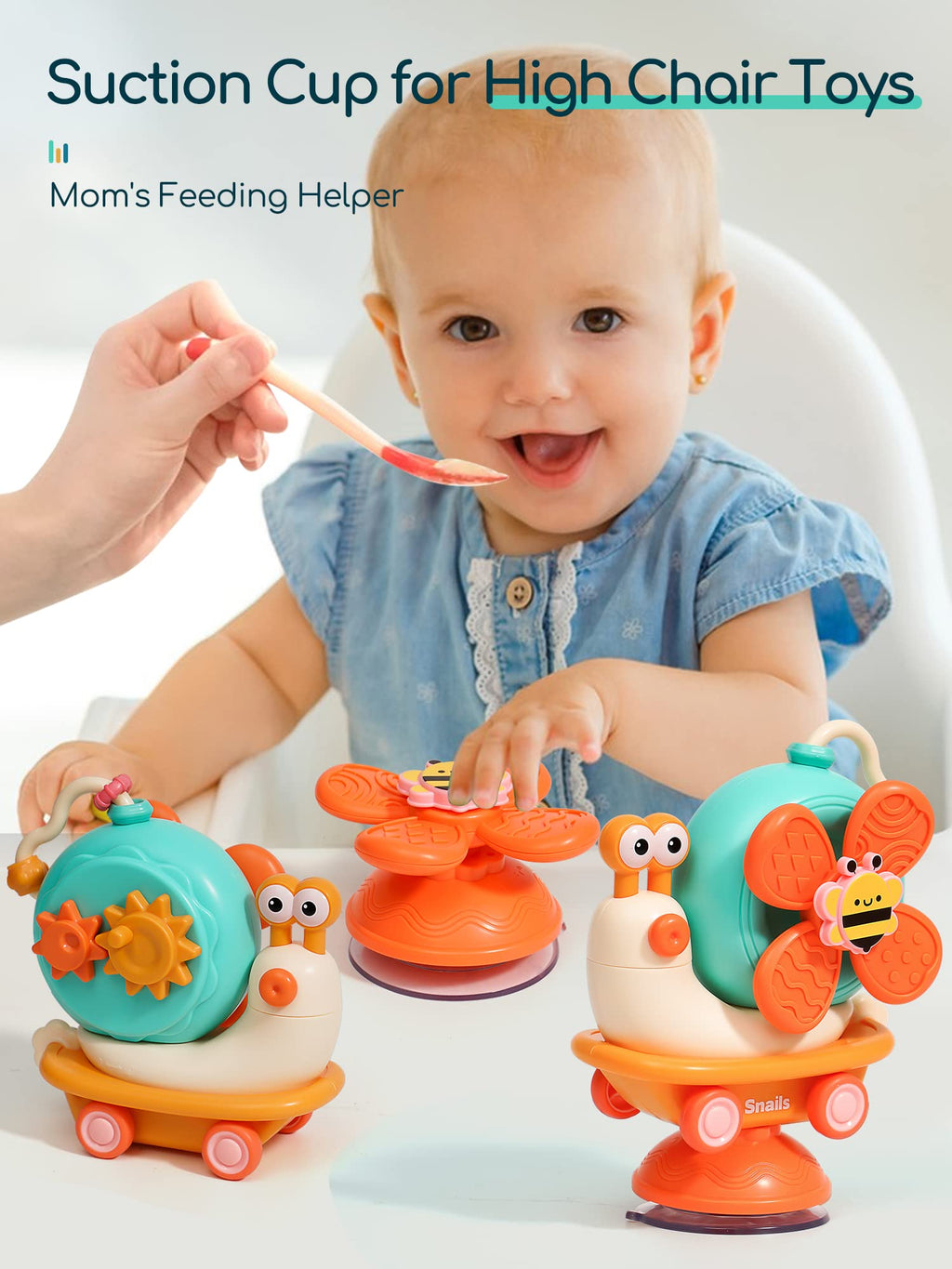 taotaotoys 5-in-1 High Chair Toy with Suction Cup Spinner – Montessori Baby Toy for Fine Motor Skills, Ages 6 Months to 3 Years