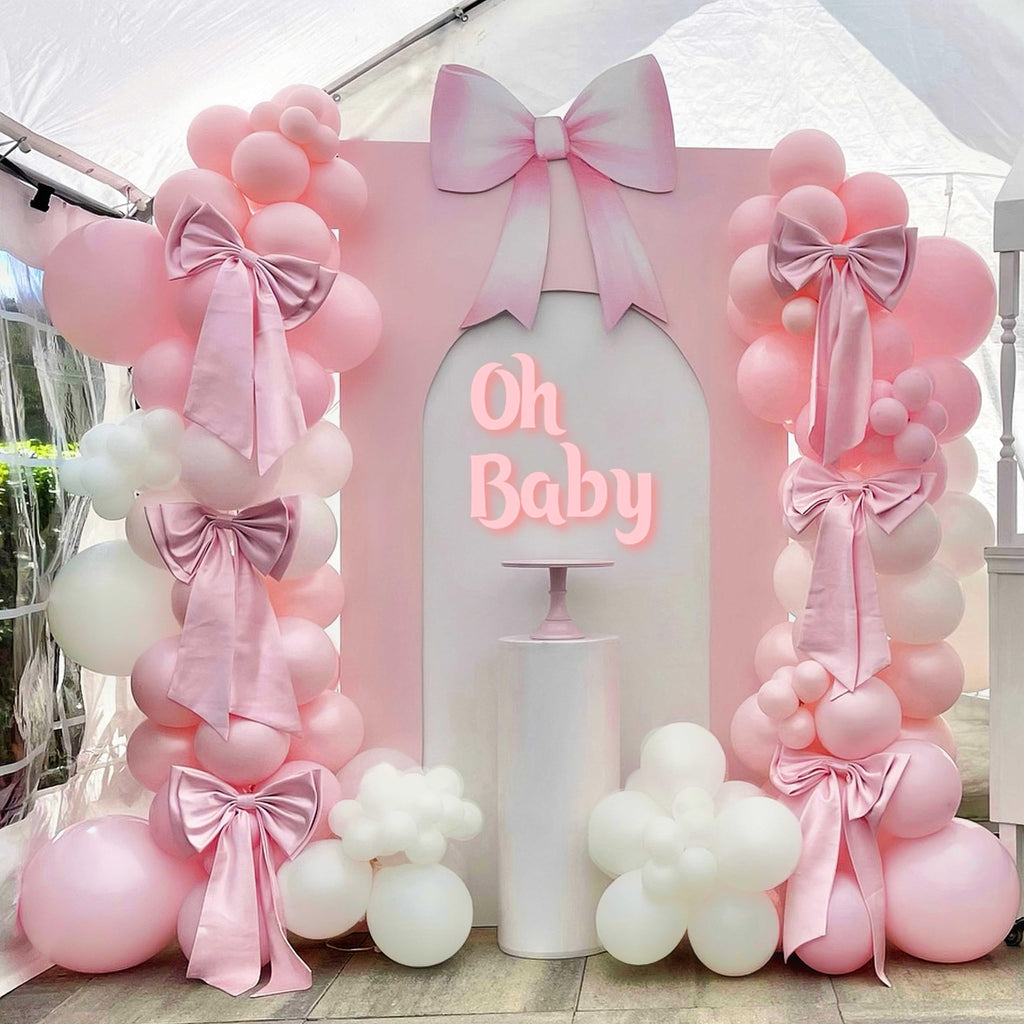 TAOYE 93-Piece Pink White Balloon Arch Kit – Double Stuffed Pastel & Ivory Balloons with Clear Accents for Baby Showers & Birthday Parties