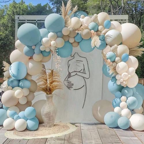 TAOYE Dusty Baby Blue & Beige Balloon Arch Kit – 98 Pcs Balloon Garland for Baby Shower, Birthday Party Decorations