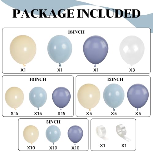TAOYE Dusty Baby Blue & Beige Balloon Arch Kit – 98 Pcs Balloon Garland for Baby Shower, Birthday Party Decorations