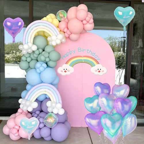 TAOYE Iridescent Heart Balloons 12-Pack – 18 Inch Gradient Pink Purple Green Foil Balloons for Birthday Wedding Party Decor