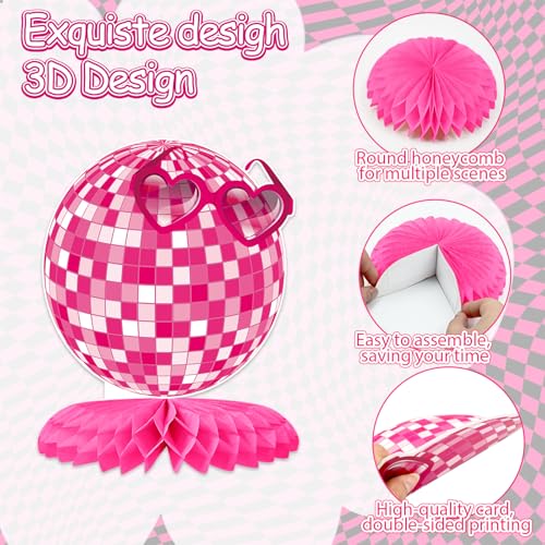 Tarklanda 12-Pack Hot Pink Honeycomb Centerpieces – 3D Party Table Decor for Bachelorette, Bridal Shower, & Princess Birthday