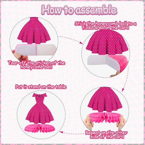 Tarklanda 12-Pack Hot Pink Honeycomb Centerpieces – 3D Party Table Decor for Bachelorette, Bridal Shower, & Princess Birthday