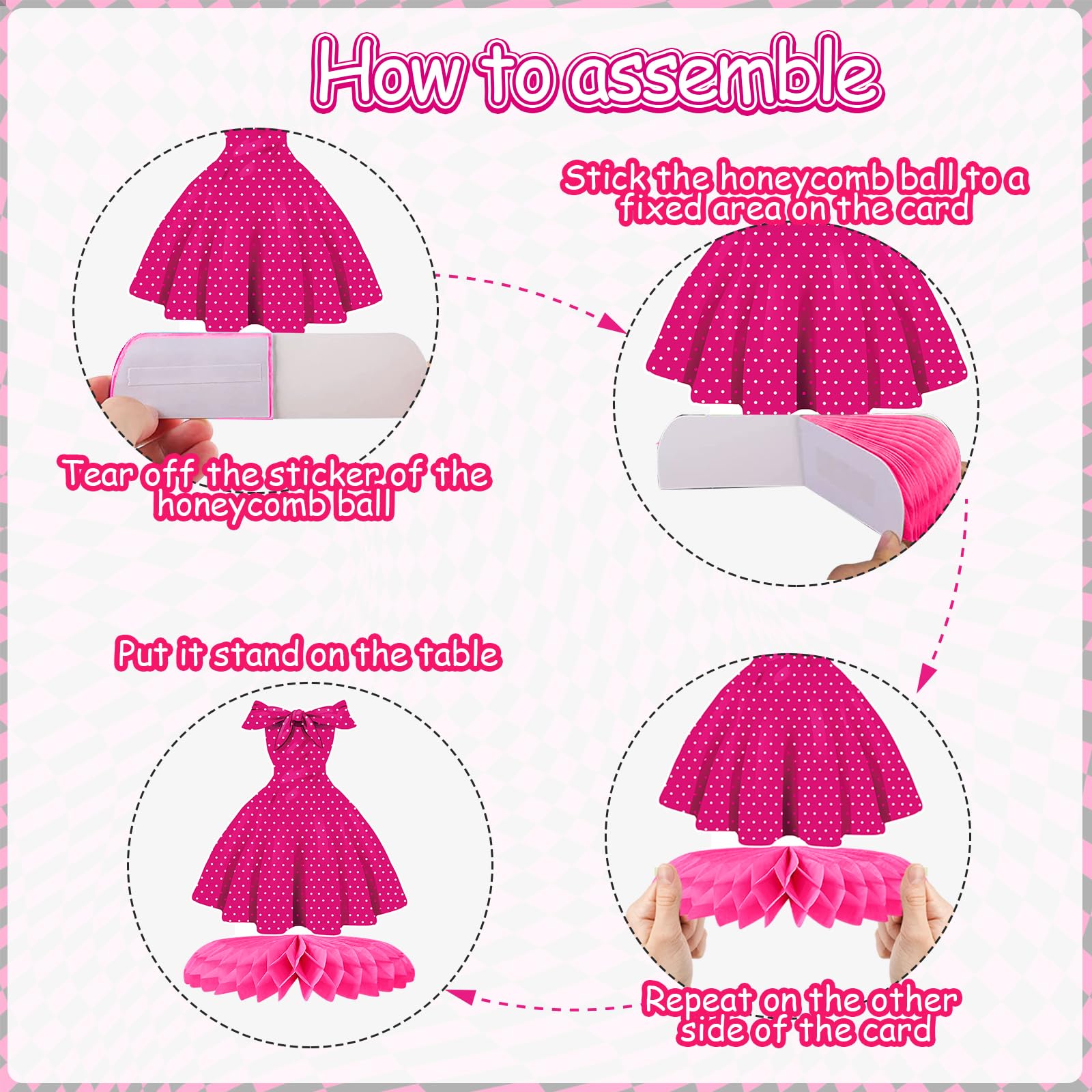 Tarklanda 12-Pack Hot Pink Honeycomb Centerpieces – 3D Party Table Decor for Bachelorette, Bridal Shower, & Princess Birthday