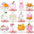 Tarklanda 12-Piece Pink Pumpkin Honeycomb Centerpieces - Baby Shower Fall Table Decorations