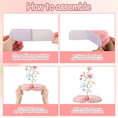 Tarklanda Baby in Bloom Baby Shower Honeycomb Centerpieces 12 Pieces - Spring Floral Table Decor for Parties, Gender Reveal, Birthday