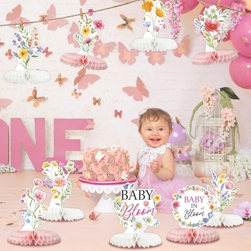 Tarklanda Baby in Bloom Baby Shower Honeycomb Centerpieces 12 Pieces - Spring Floral Table Decor for Parties, Gender Reveal, Birthday