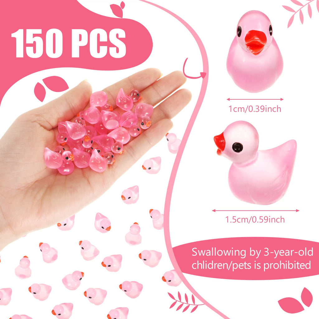Tarpop 150-Pack Pink Mini Luminous Resin Ducks – Glow-in-the-Dark Garden & DIY Decor
