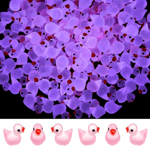 Tarpop 150-Pack Pink Mini Luminous Resin Ducks – Glow-in-the-Dark Garden & DIY Decor