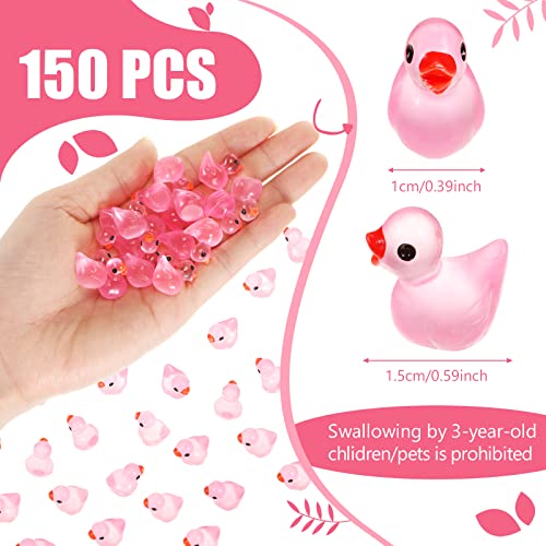 Tarpop 150-Pack Pink Mini Luminous Resin Ducks – Glow-in-the-Dark Garden & DIY Decor