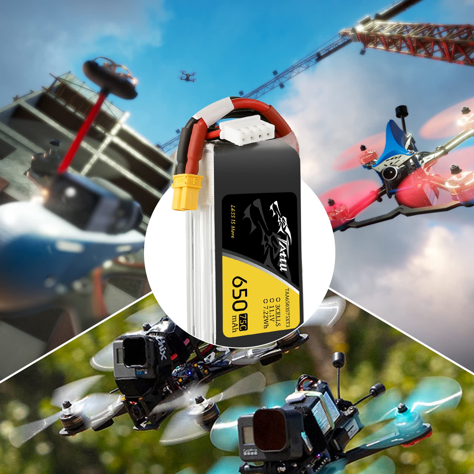 Tattu 11.1V 650mAh 75C 3S LiPo Battery Pack with XT30 for 90-180 Size Quadcopters
