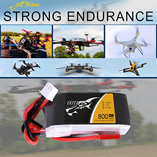 Tattu 800mAh 7.4V 45C 2S LiPo Battery with JST-SYP for FPV Drones
