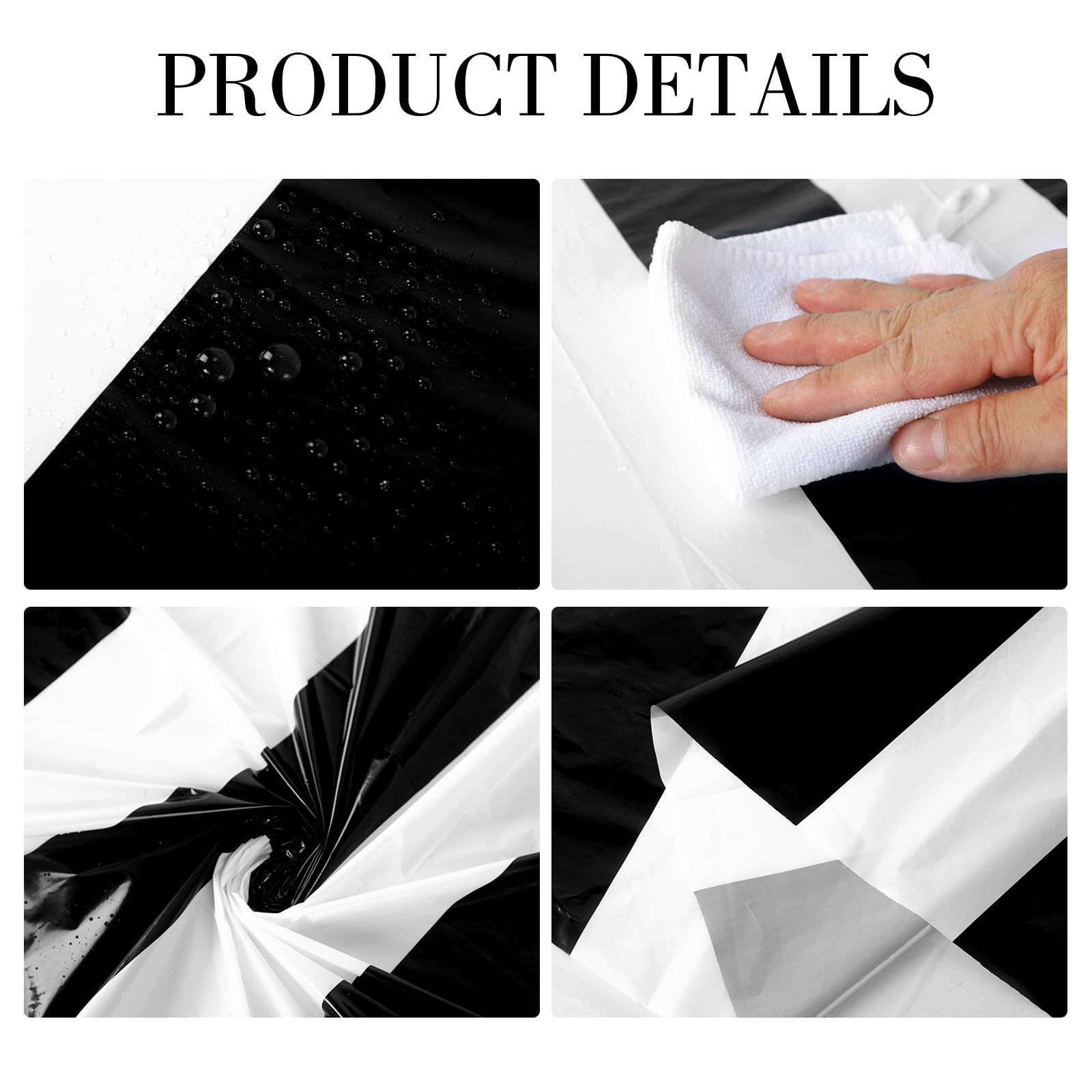 Tatuo 3-Pack Black & White Striped Circus Tablecloth (84-inch Round) – Disposable Plastic for Carnival Birthday Party Decor