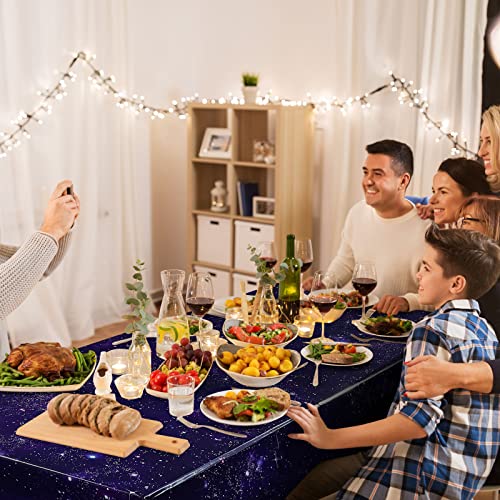 Tatuo 3 Pack Galaxy Plastic Table Cover – 54x108 Inch Space Themed Disposable Tablecloth for Birthday Parties & Events