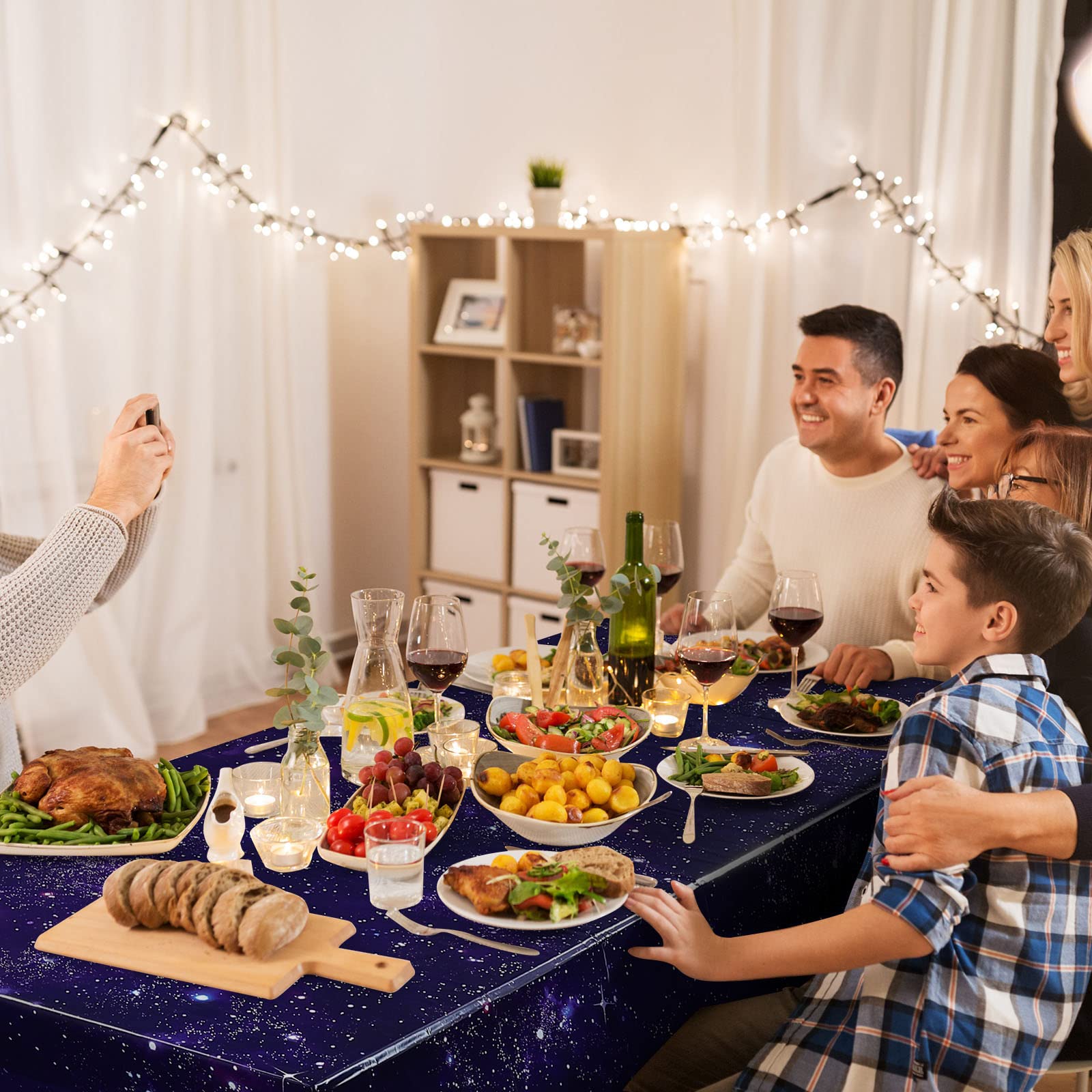 Tatuo 3 Pack Galaxy Plastic Table Cover – 54x108 Inch Space Themed Disposable Tablecloth for Birthday Parties & Events