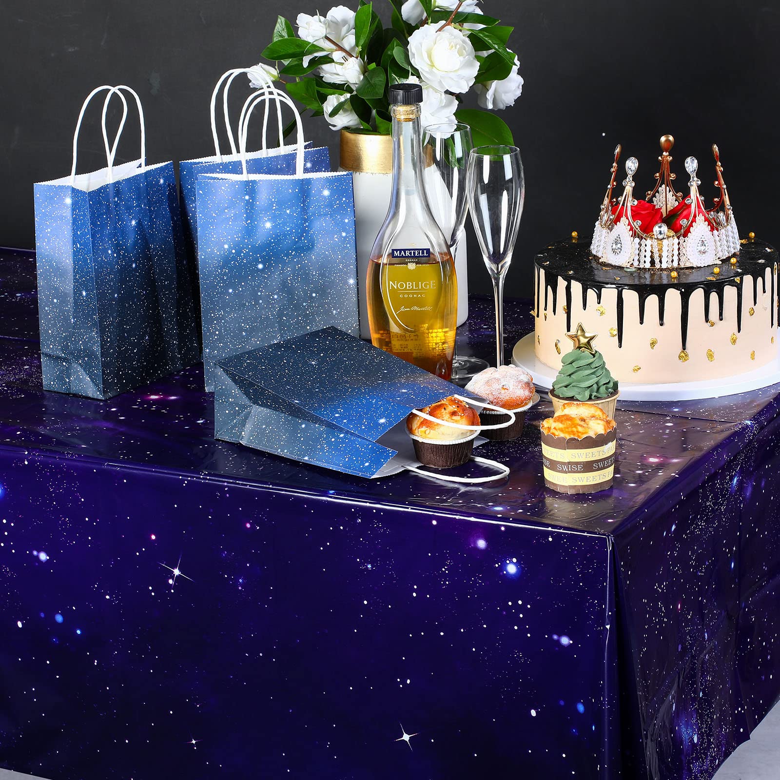 Tatuo 3 Pack Galaxy Plastic Table Cover – 54x108 Inch Space Themed Disposable Tablecloth for Birthday Parties & Events