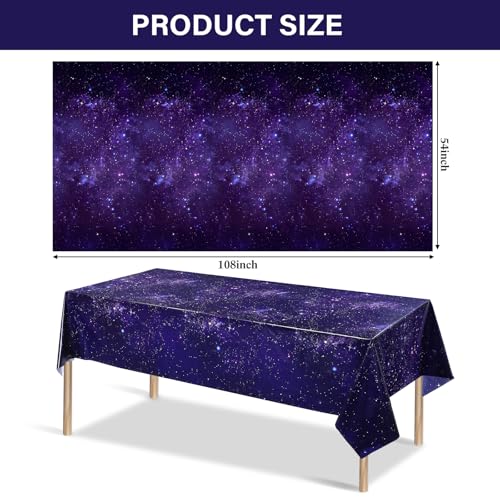 Tatuo 3 Pack Galaxy Plastic Table Cover – 54x108 Inch Space Themed Disposable Tablecloth for Birthday Parties & Events