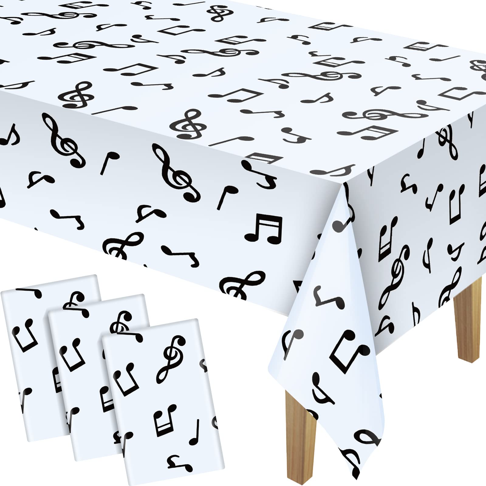 Tatuo Musical Notes Plastic Tablecloths for Party Decorations, 3 Pack, 108x54 Inch
