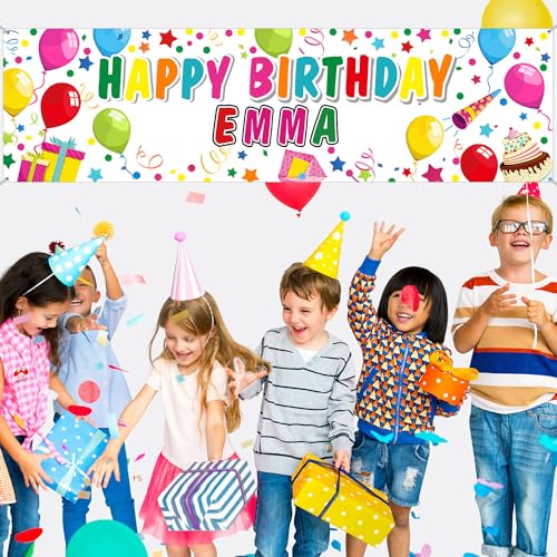 Tatuo Personalized Birthday Banner with DIY Alphabet Stickers - White Polyester Backdrop for Custom Name Party Decor (62.9 x 17.7 in)