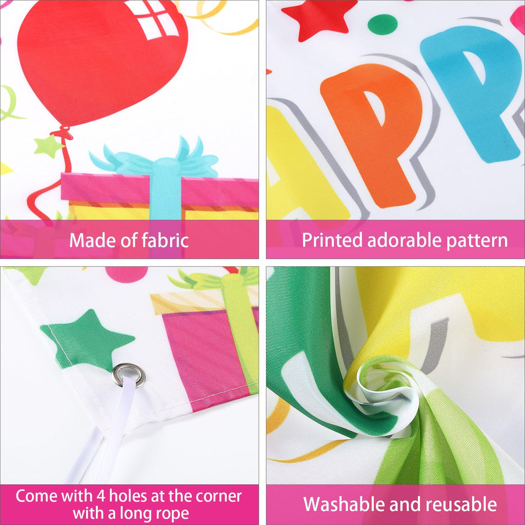 Tatuo Personalized Birthday Banner with DIY Alphabet Stickers - White Polyester Backdrop for Custom Name Party Decor (62.9 x 17.7 in)