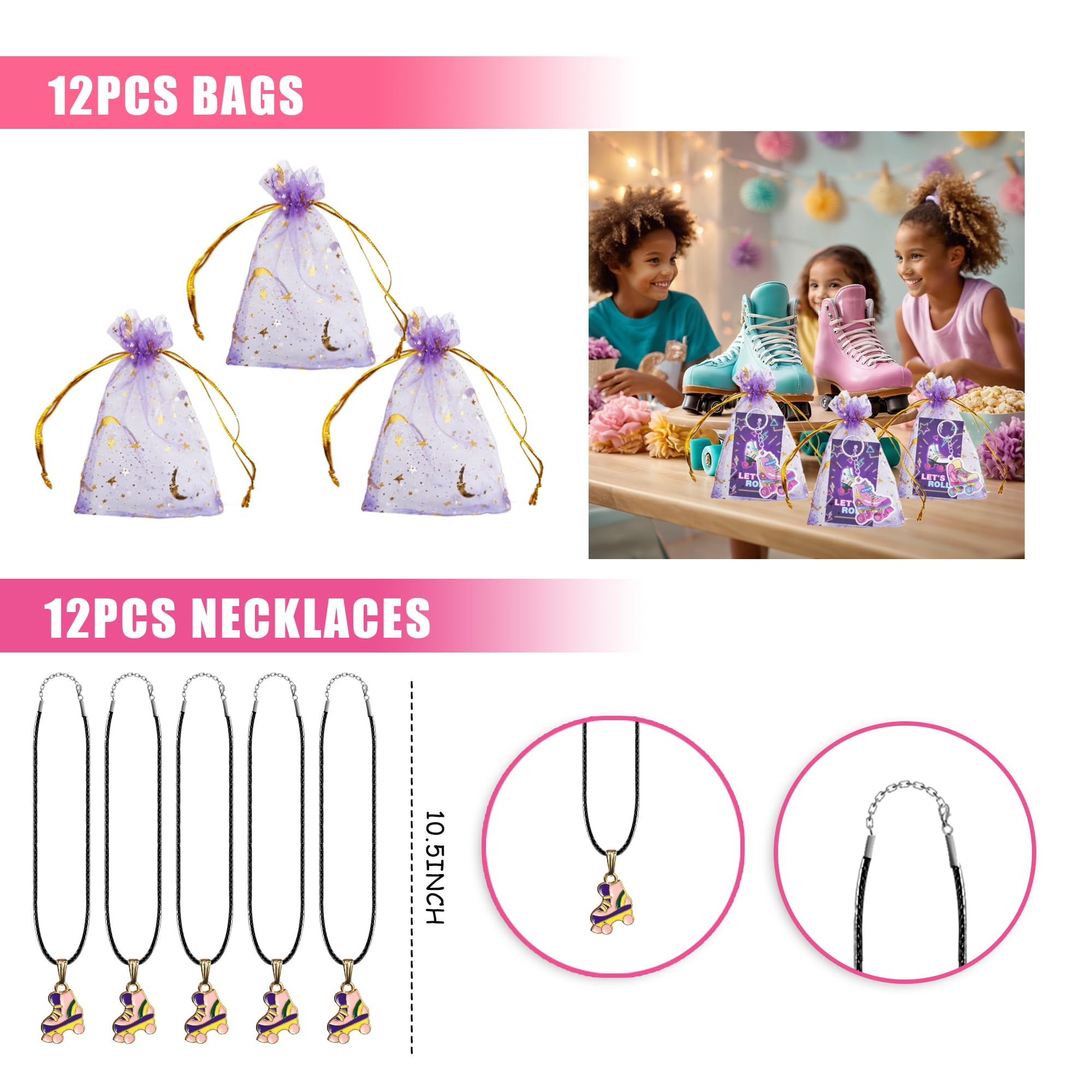 Tazimi 122-Piece Roller Skate Party Favor Pack – Stickers, Keychains, Bracelets for Skate Themed Parties