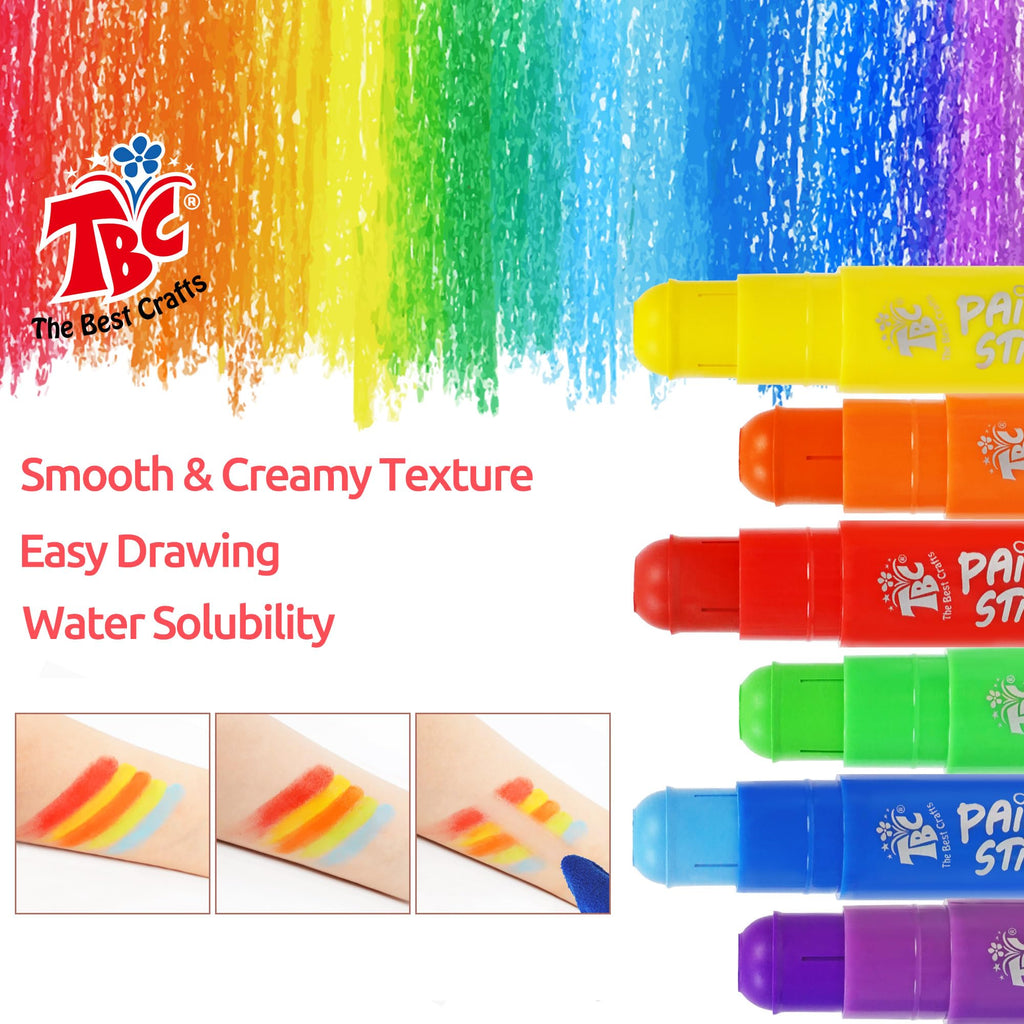 TBC The Best Crafts Paint Sticks, 12 Pastel Colors, Washable Non-Toxic Tempera Paint Sticks for Kids