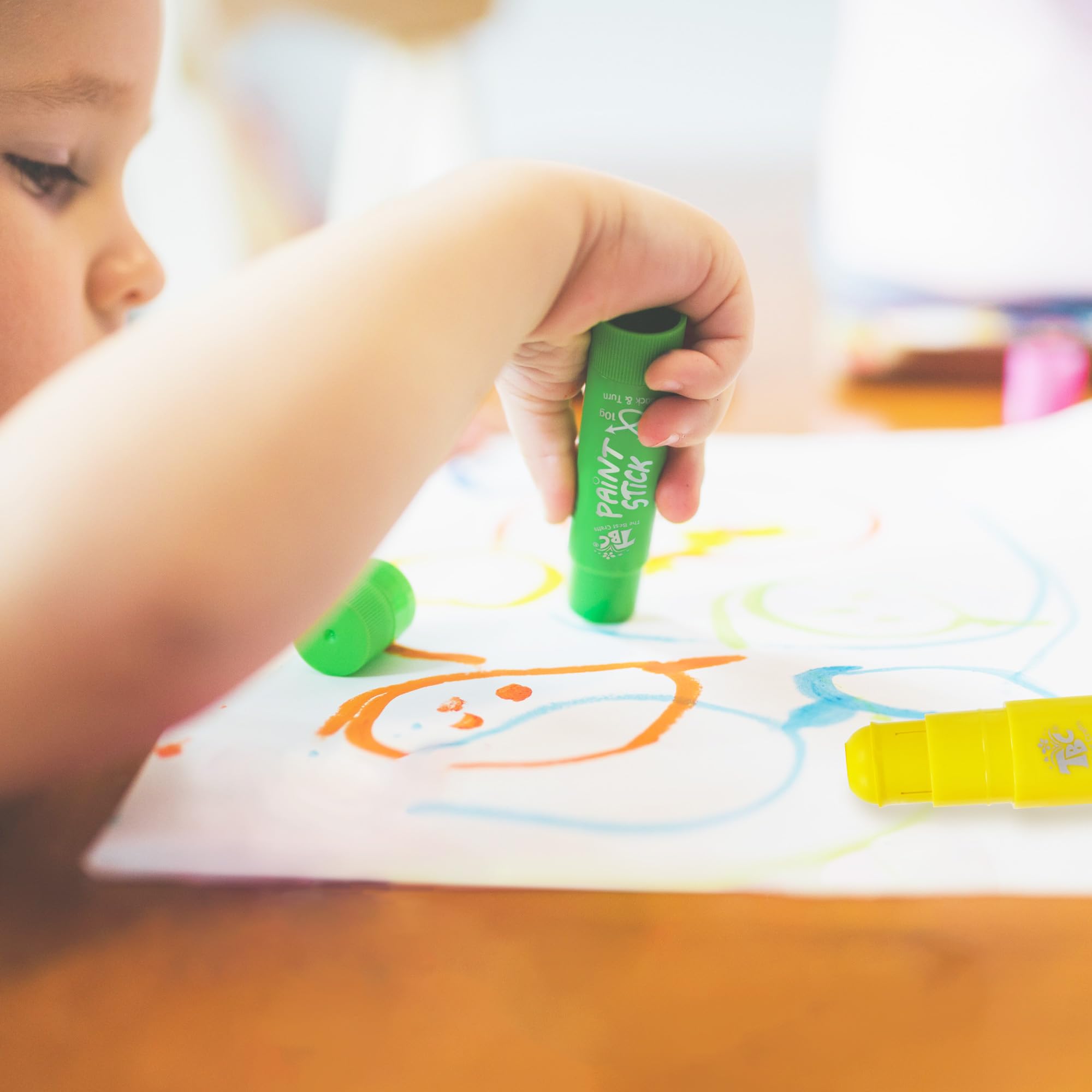 TBC The Best Crafts Paint Sticks, 12 Pastel Colors, Washable Non-Toxic Tempera Paint Sticks for Kids