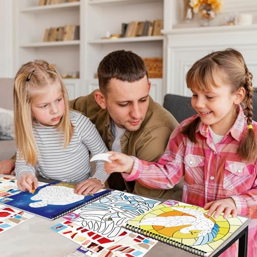 TBEEJ 2-Pack Bible Sticker Paint Books for Kids – 20 Christian Designs, Sticker by Number Activity for Ages 3+