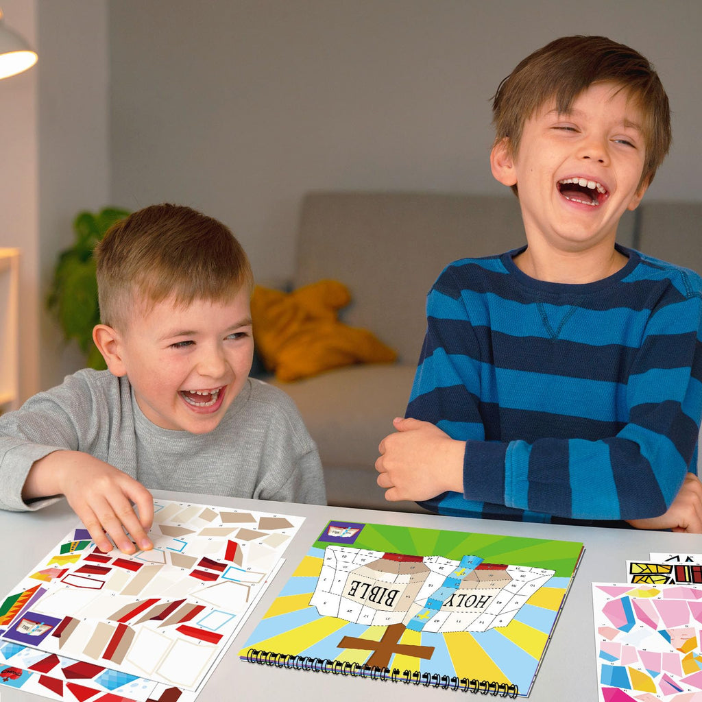 TBEEJ 2-Pack Bible Sticker Paint Books for Kids – 20 Christian Designs, Sticker by Number Activity for Ages 3+