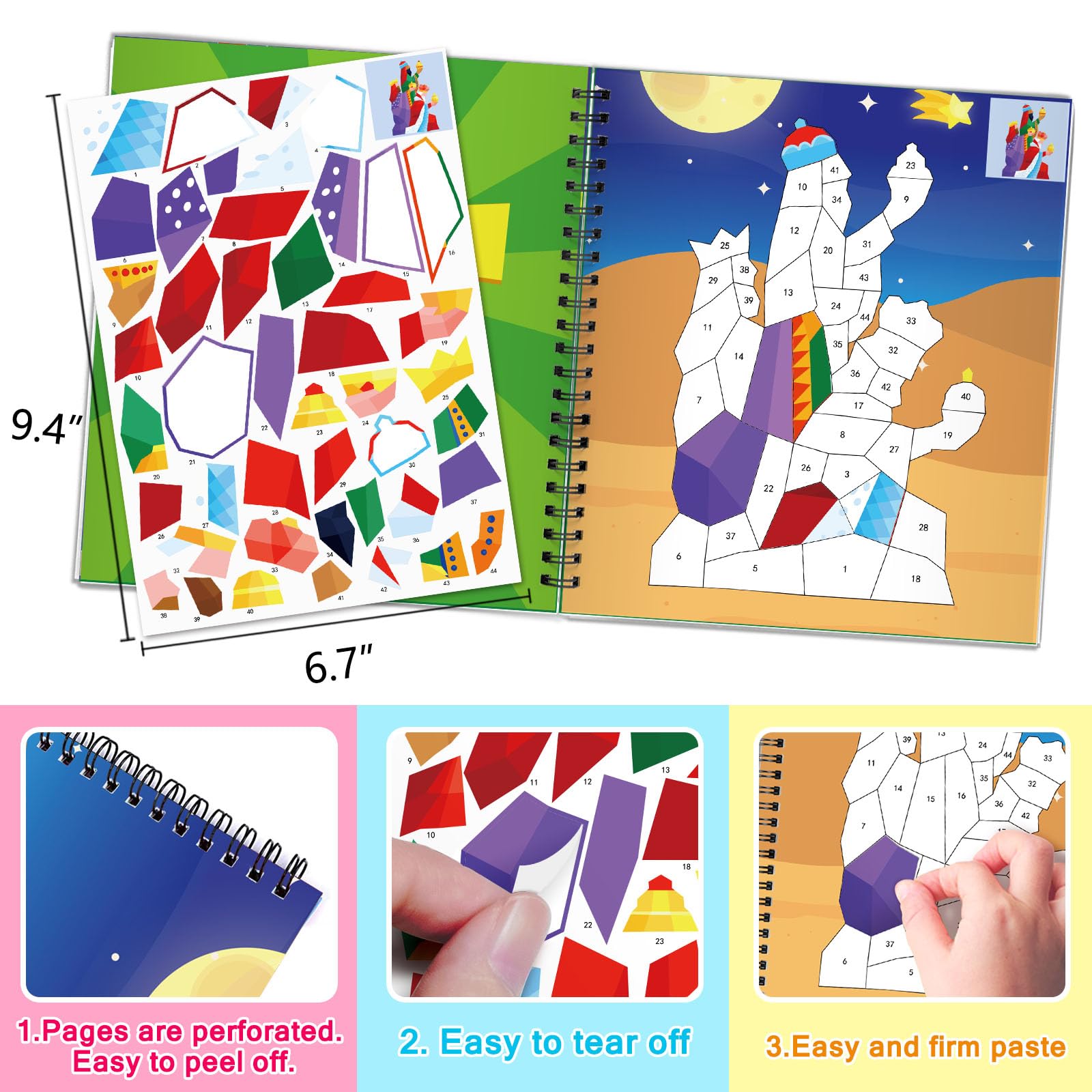 TBEEJ 2-Pack Bible Sticker Paint Books for Kids – 20 Christian Designs, Sticker by Number Activity for Ages 3+