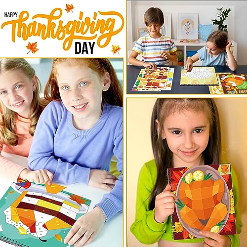 TBEEJ 2-Pack Thanksgiving Sticker Paint Books for Kids Ages 3-8 | 20 Picture Sheets + Separate Sticker Pages