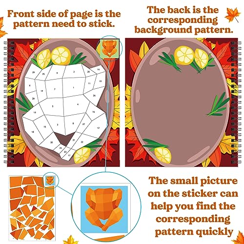 TBEEJ 2-Pack Thanksgiving Sticker Paint Books for Kids Ages 3-8 | 20 Picture Sheets + Separate Sticker Pages