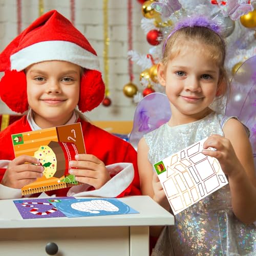 TBEEJ Christmas Sticker Paint Books for Kids Ages 3+ - 2 Books, 20 Pictures, 20 Sticker Sheets
