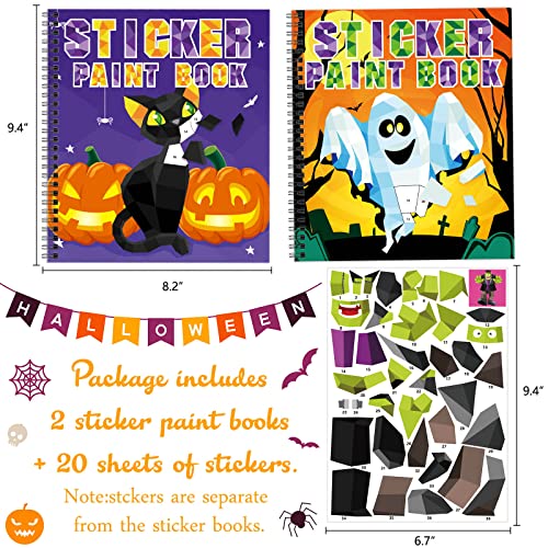 TBEEJ Halloween Sticker by Number Books - 2 Pack with 20 Sheets of Stickers for Kids Ages 3-8