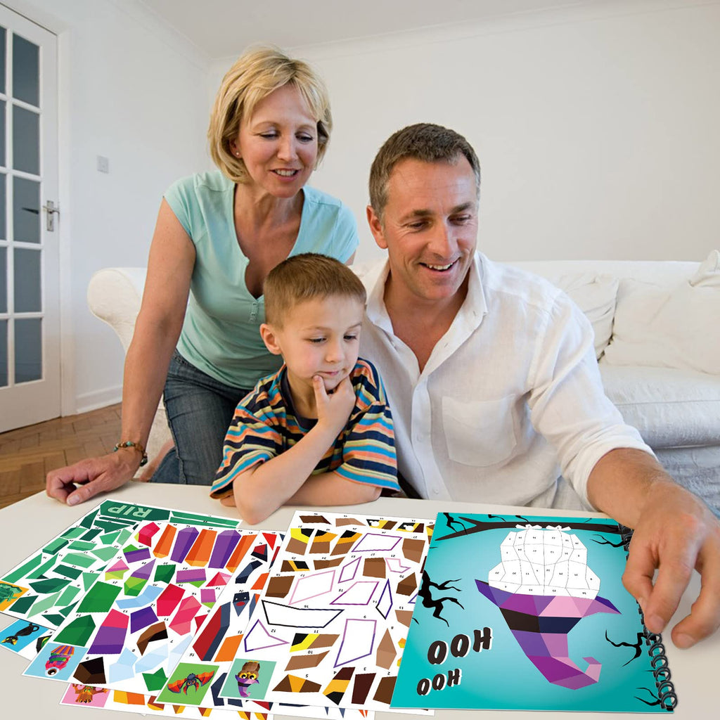 TBEEJ Halloween Sticker by Number Books - 2 Pack with 20 Sheets of Stickers for Kids Ages 3-8