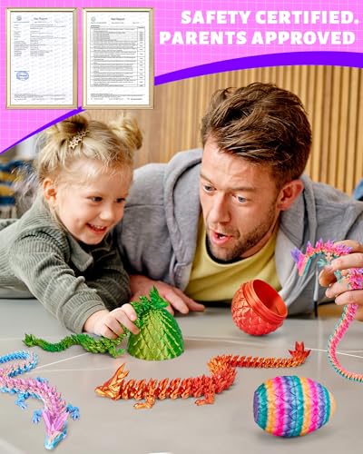 TBOLINE 12" 3D Printed Articulated Dragon Egg Toy - Official Cinderwing3D Design, Eco-Friendly PLA, Surprise Fidget Toy for Kids