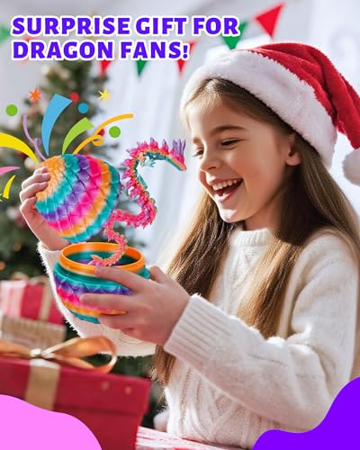 TBOLINE 12" 3D Printed Articulated Dragon Egg Toy - Official Cinderwing3D Design, Eco-Friendly PLA, Surprise Fidget Toy for Kids