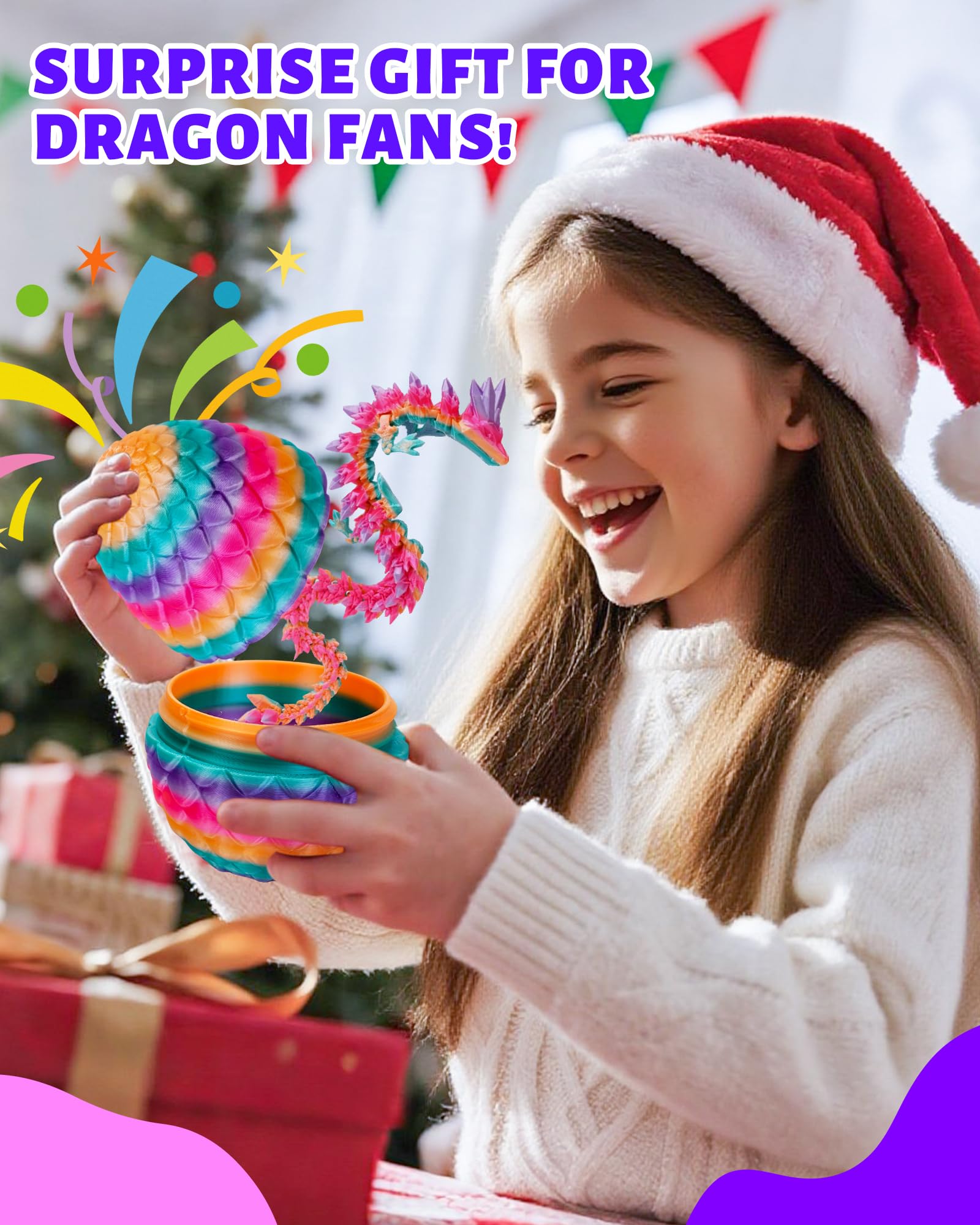 TBOLINE 12" 3D Printed Articulated Dragon Egg Toy - Official Cinderwing3D Design, Eco-Friendly PLA, Surprise Fidget Toy for Kids
