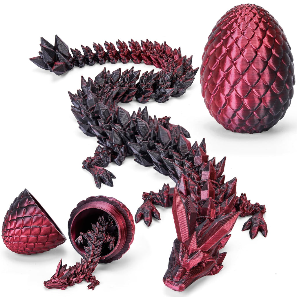 TBOLINE 12" 3D Printed Dragon Egg with Articulated Crystal Dragon Toy – Surprise Egg for Kids