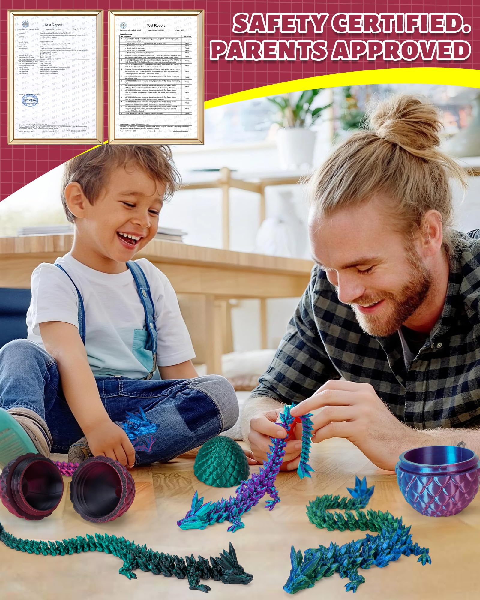 TBOLINE 12" 3D Printed Dragon Egg with Articulated Crystal Dragon Toy – Surprise Egg for Kids