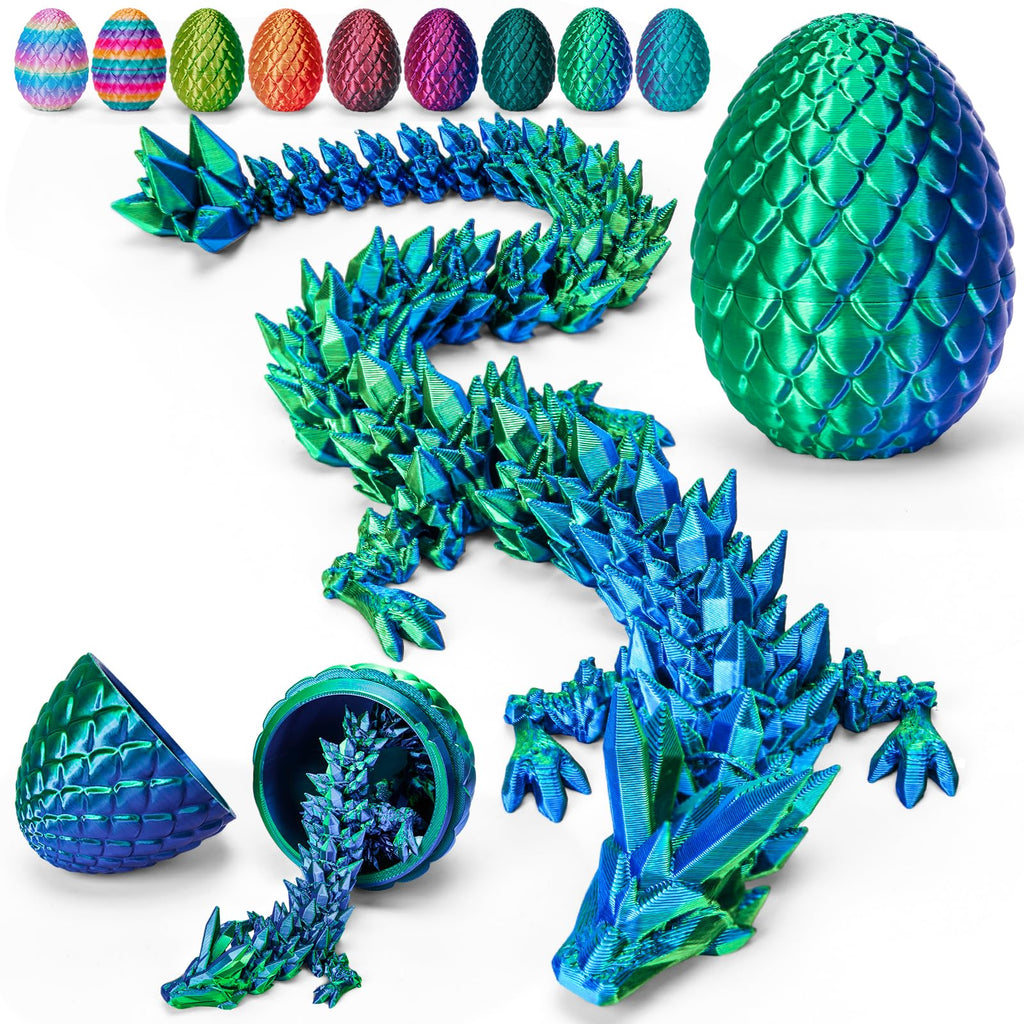 TBOLINE 12” Crystal Dragon Egg Toy – Articulated 3D Printed Surprise Dragon for Kids (Eco-Friendly PLA, Officially Licensed)
