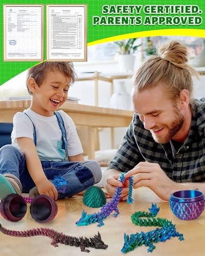 TBOLINE 12” Crystal Dragon Egg Toy – Articulated 3D Printed Surprise Dragon for Kids (Eco-Friendly PLA, Officially Licensed)