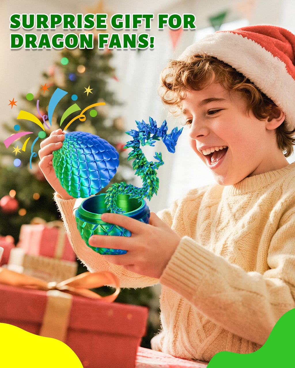 TBOLINE 12” Crystal Dragon Egg Toy – Articulated 3D Printed Surprise Dragon for Kids (Eco-Friendly PLA, Officially Licensed)