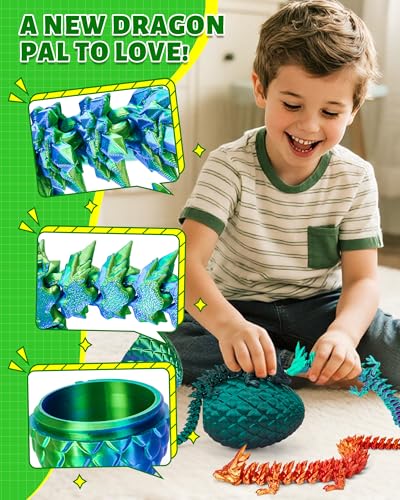 TBOLINE 12” Crystal Dragon Egg Toy – Articulated 3D Printed Surprise Dragon for Kids (Eco-Friendly PLA, Officially Licensed)