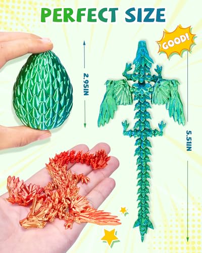 TBOLINE Flying Dragon Eggs Set – 4 3D Printed Dragons with Interchangeable Wings & Refillable Eggs